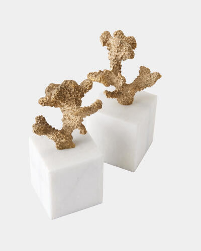 Coral Sculptures Pair Brass
