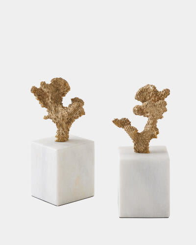 Coral Sculptures Pair Brass
