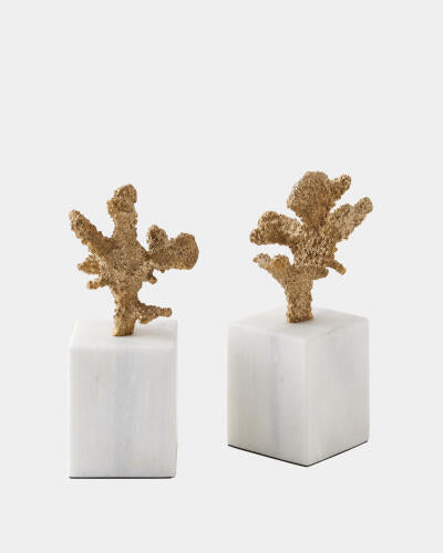 Coral Sculptures Pair Brass