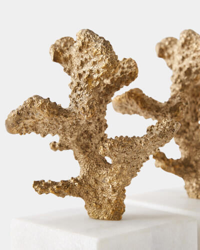 Coral Sculptures Pair Brass