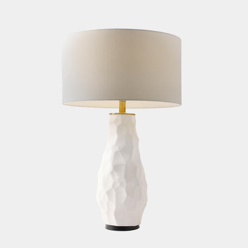 Vasher Chiseled Ceramic Lamp White