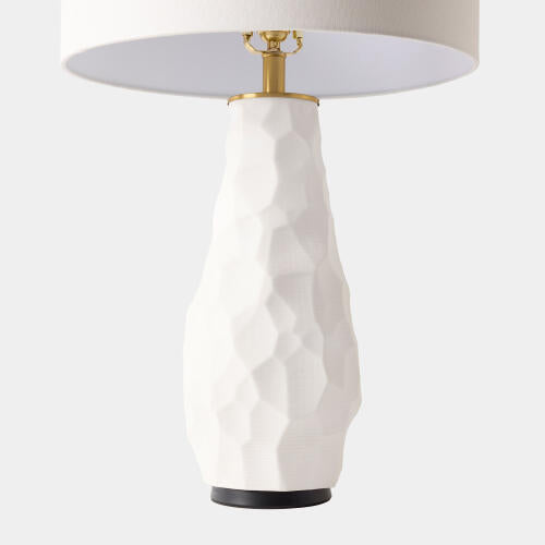 Vasher Chiseled Ceramic Lamp White
