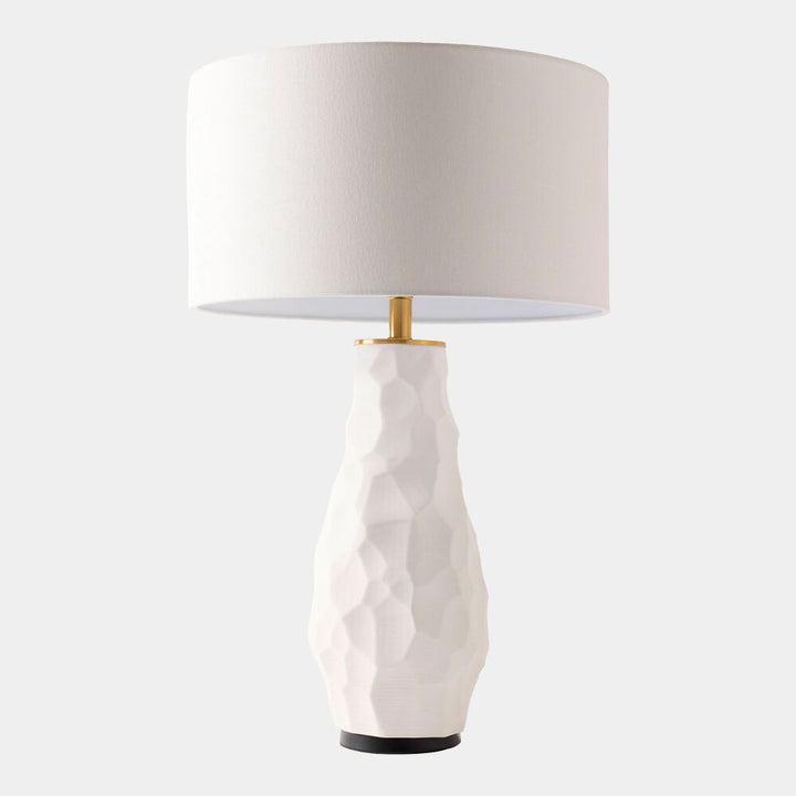 Vasher Chiseled Ceramic Lamp White