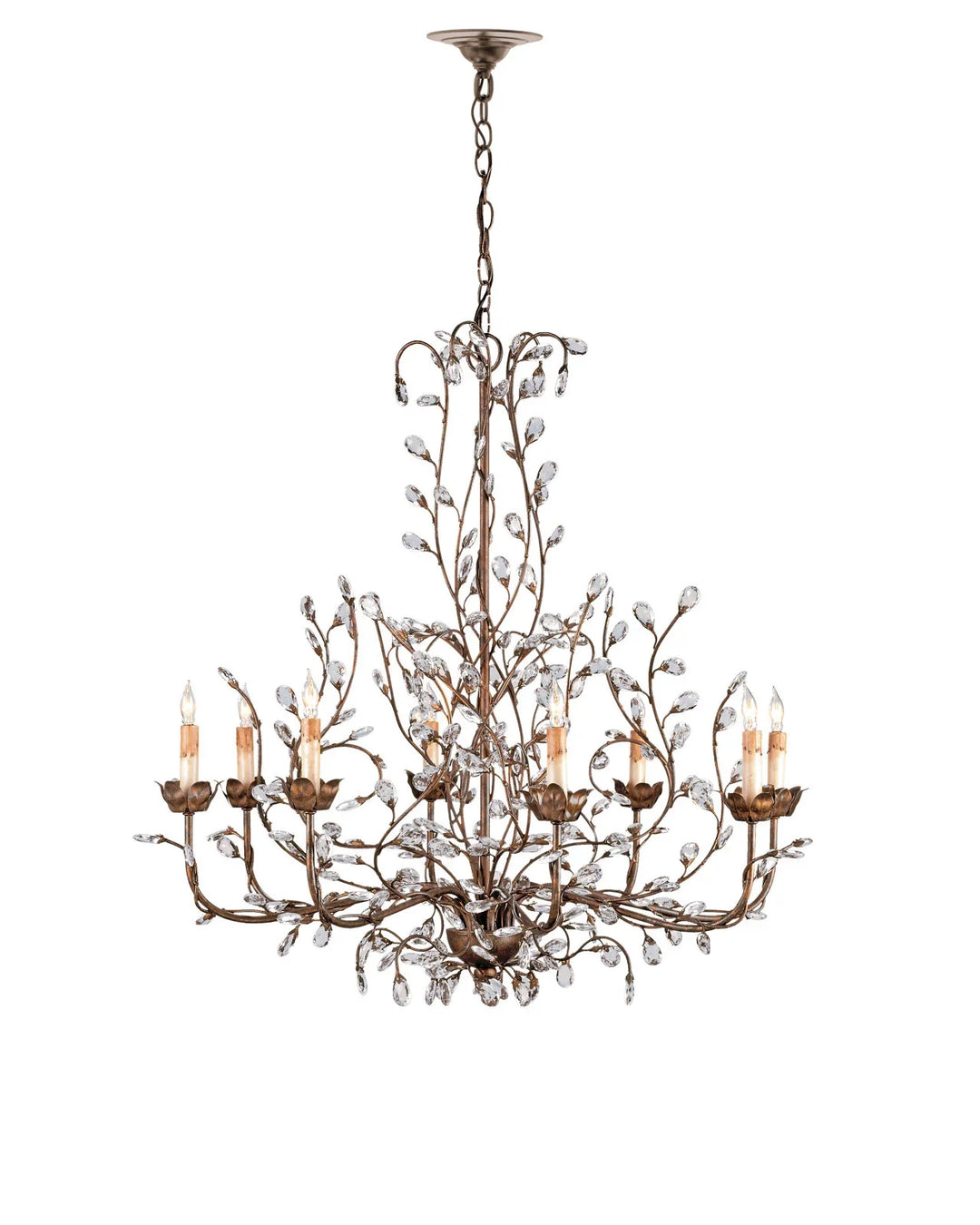 Crystal Bud Large Gold Chandelier
