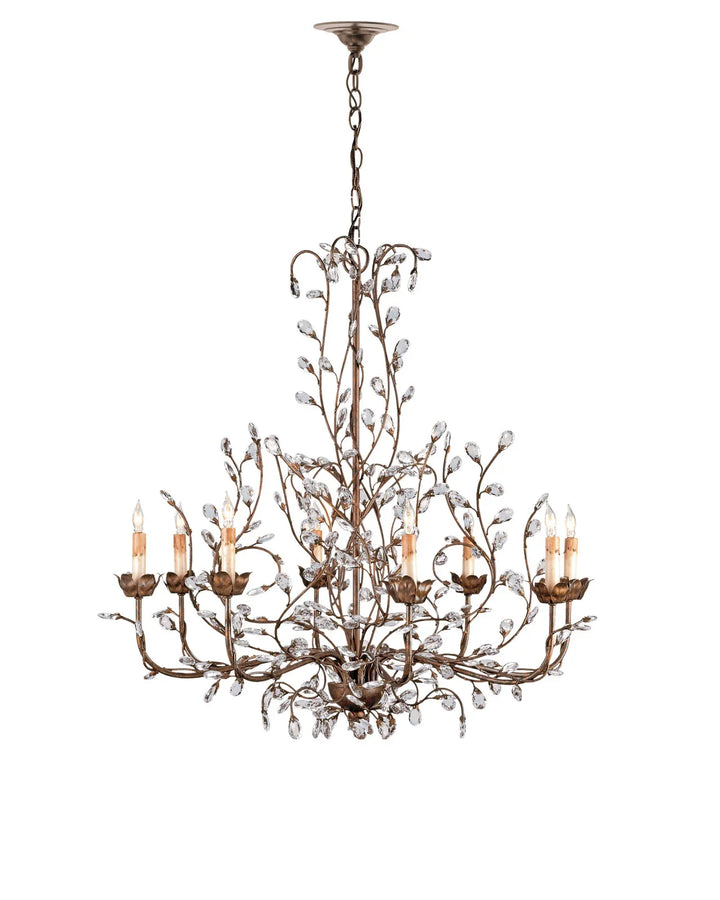 Crystal Bud Large Gold Chandelier