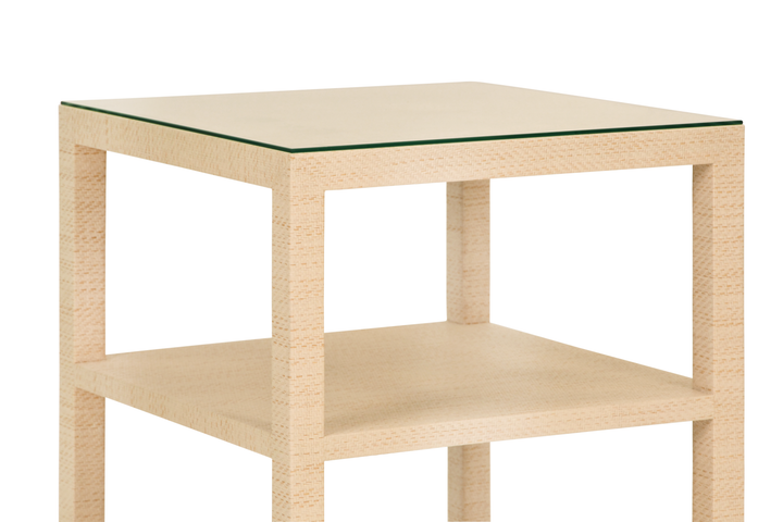 Amie Side Table Natural Grasscloth