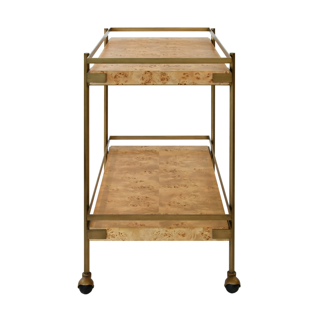 Cash Bar Cart - Light Burl Wood