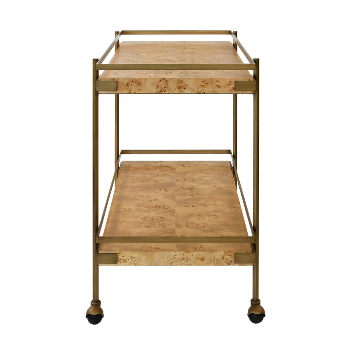 Cash Bar Cart - Light Burl Wood