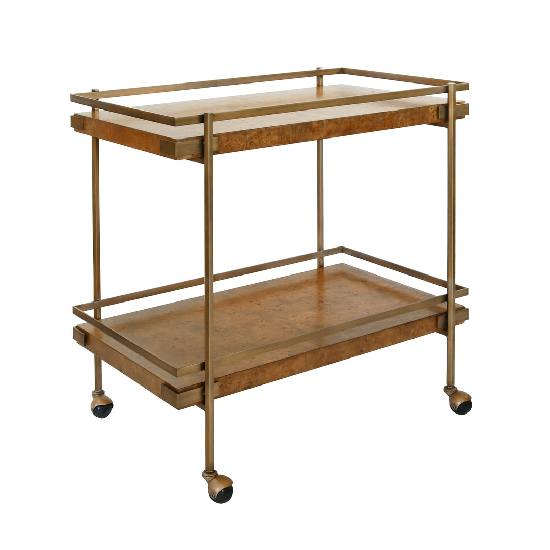 Cash Bar Cart - Dark Burl Wood