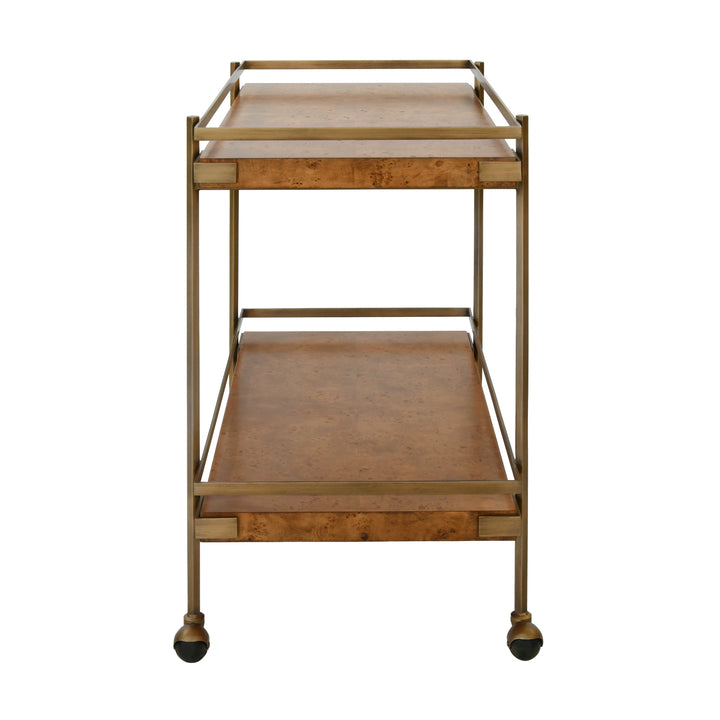 Cash Bar Cart - Dark Burl Wood