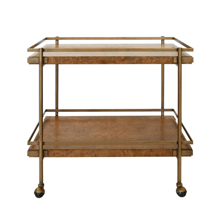 Cash Bar Cart - Dark Burl Wood