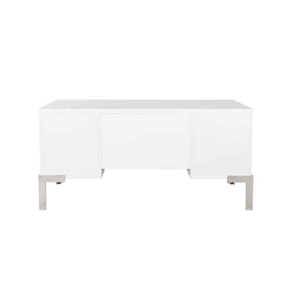 Cosby Desk - White Lacquer with Nickel