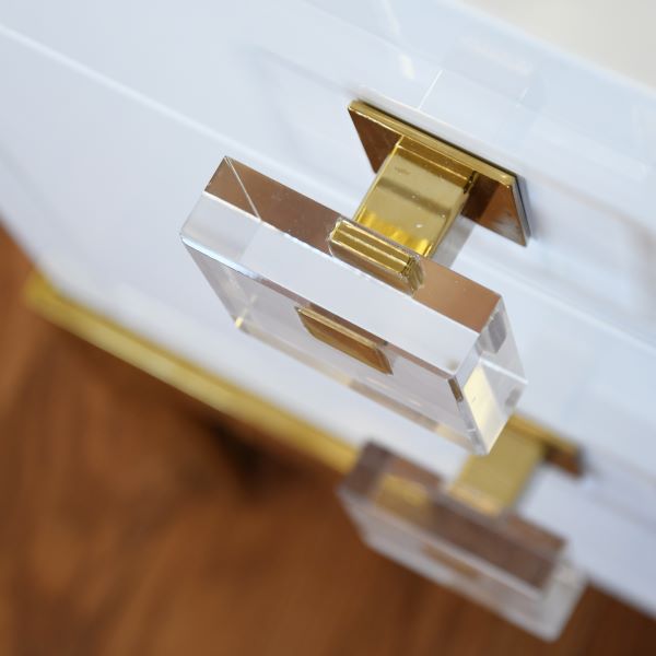 Cosby Desk - White Lacquer with Brass