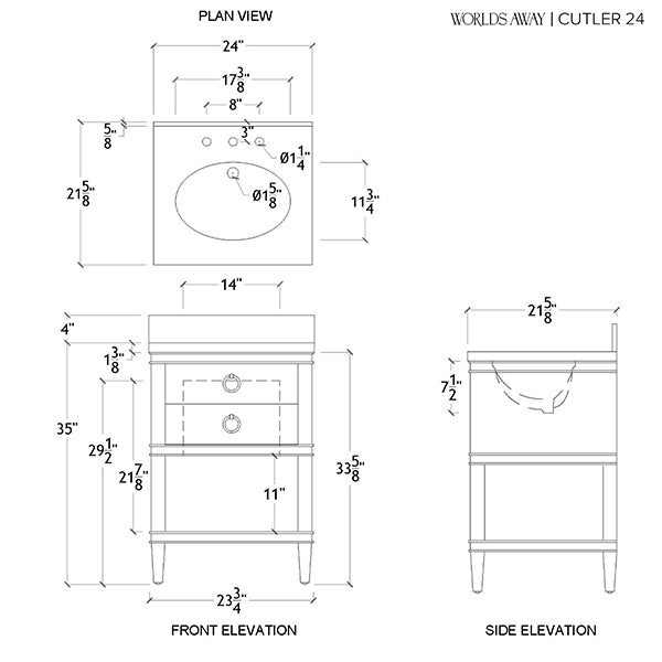 Cutler Bath Vanity 24" Cerused Oak