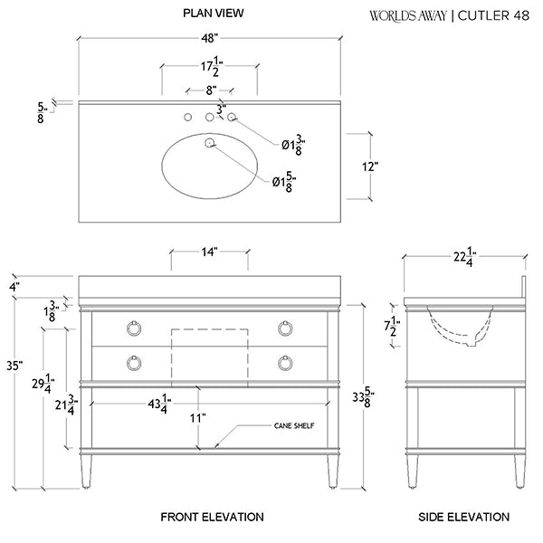 Cutler Bath Vanity 48" Cerused Oak