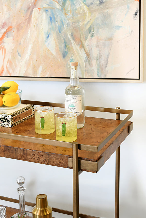 Cash Bar Cart - Dark Burl Wood