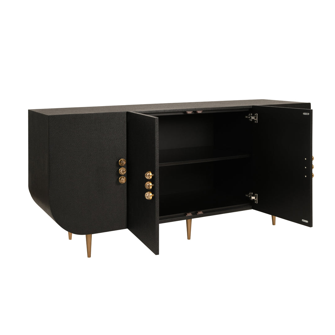 Deluca Grasscloth Cabinet Black