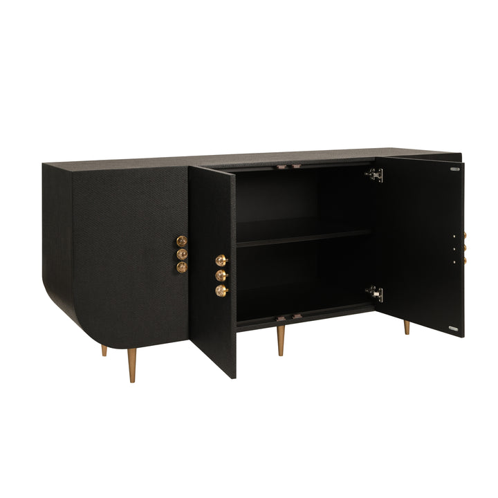 Deluca Grasscloth Cabinet Black