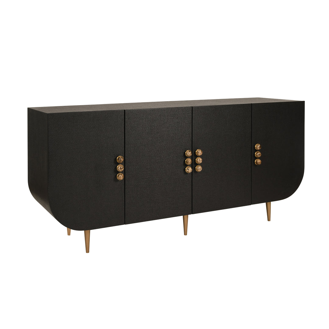 Deluca Grasscloth Cabinet Black
