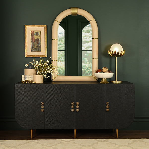 Deluca Grasscloth Cabinet Black