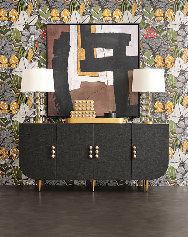 Deluca Grasscloth Cabinet Black