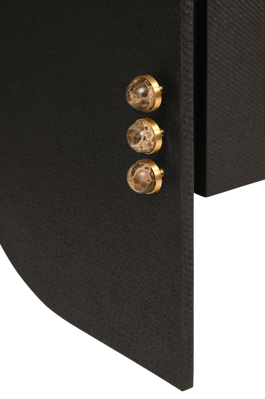 Deluca Grasscloth Cabinet Black