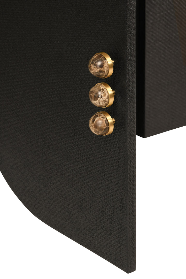 Deluca Grasscloth Cabinet Black