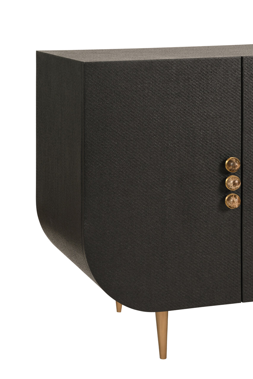 Deluca Grasscloth Cabinet Black