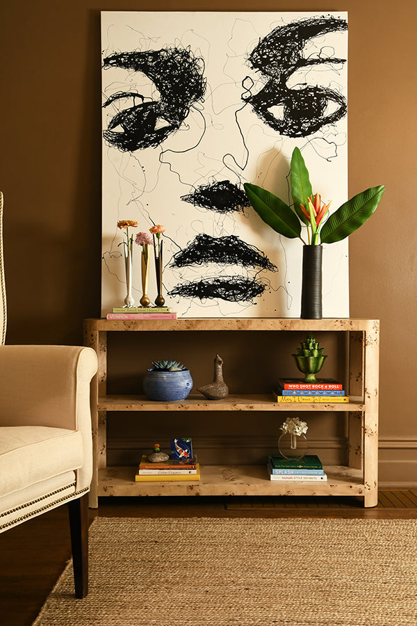 Emery Console Burl Wood