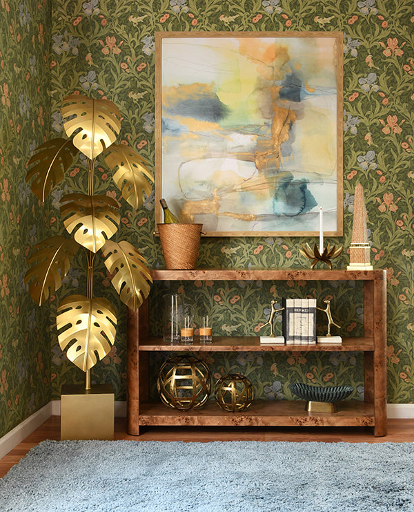 Emery Console Dark Burl Wood