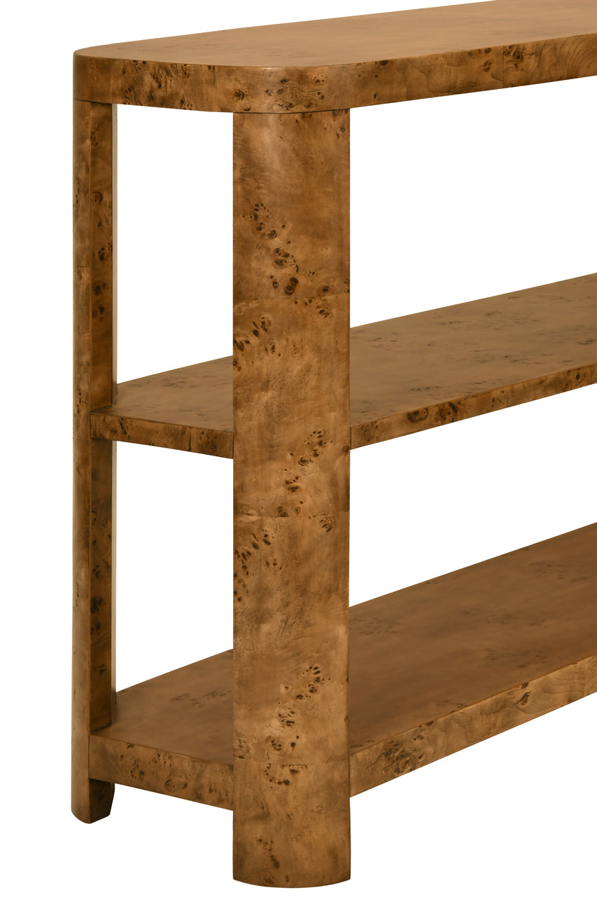 Emery Console Dark Burl Wood
