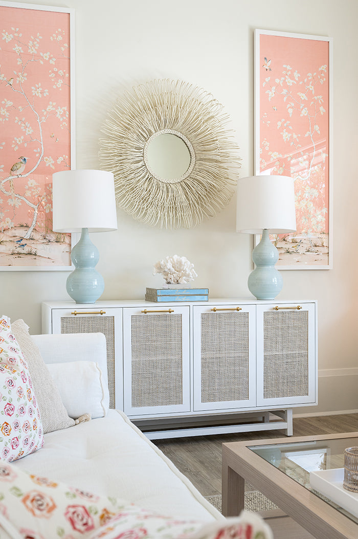 Macon Cabinet - White Lacquer with Brass Hardware