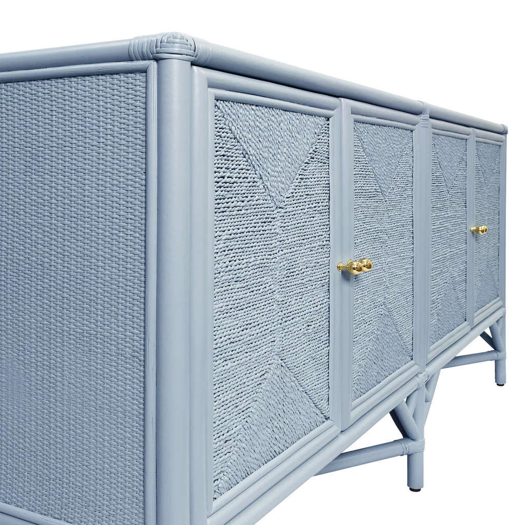 Eleanor Cabinet - Light Blue Rattan