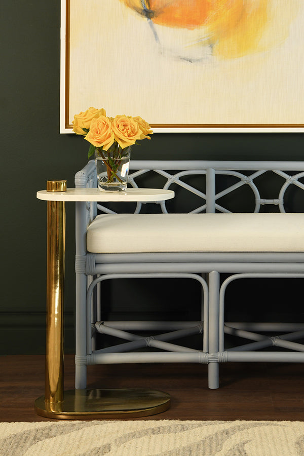 Ferguson Bench - Light Blue Rattan