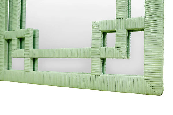 Geneva Mirror - Sage Green Rattan