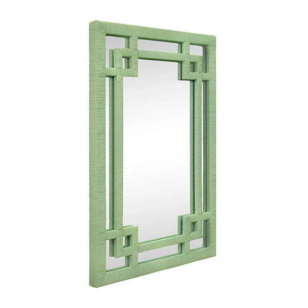 Geneva Mirror - Sage Green Rattan