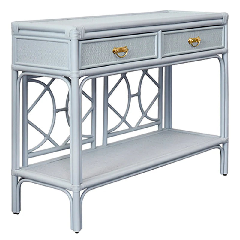 Gideon Console - Light Blue Rattan