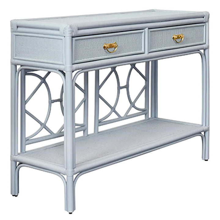 Gideon Console - Light Blue Rattan