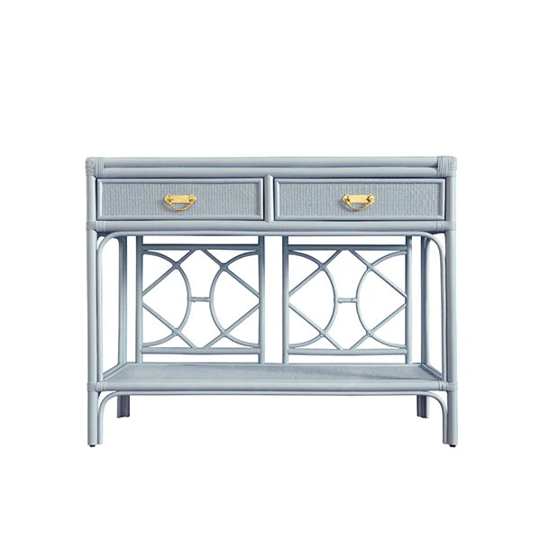 Gideon Console - Light Blue Rattan