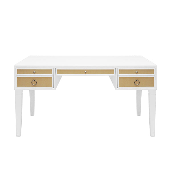 Heidi Desk - White with Polished Nickel Hardware