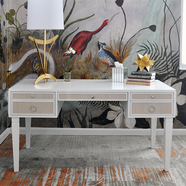 Heidi Desk - White with Polished Nickel Hardware
