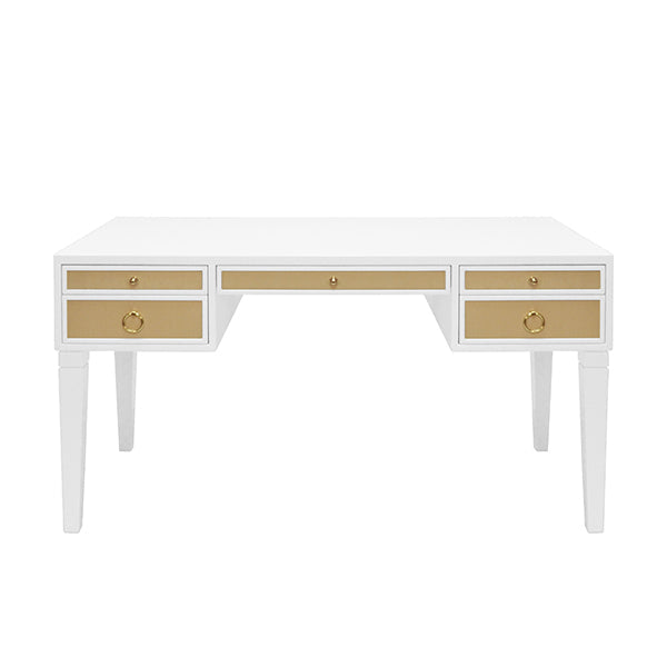 Heidi Desk - White with Brass Hardware