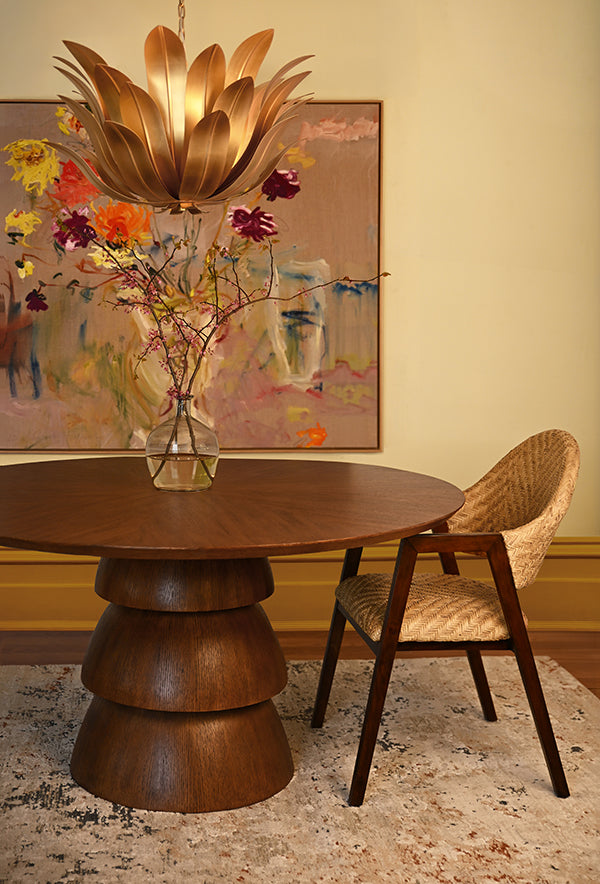 Callum 60" Round Dining Table Provincial Brown Oak