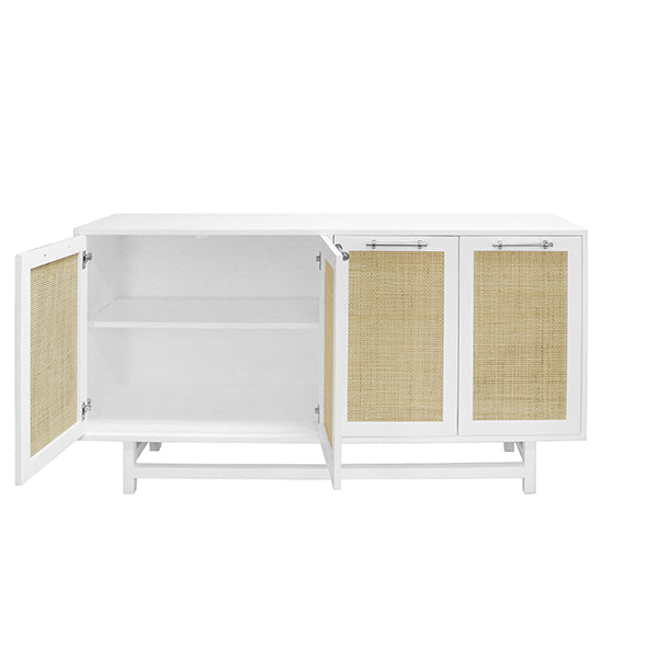 Macon Cabinet - White Lacquer with Nickel Hardware