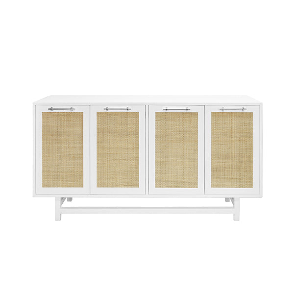 Macon Cabinet - White Lacquer with Nickel Hardware