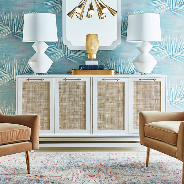 Macon Cabinet - White Lacquer with Brass Hardware