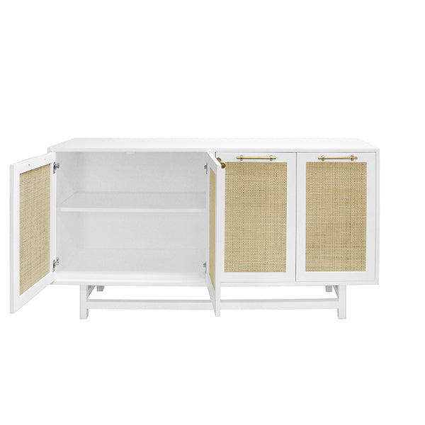 Macon Cabinet - White Lacquer with Brass Hardware
