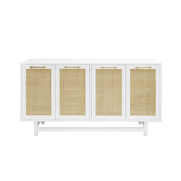 Macon Cabinet - White Lacquer with Brass Hardware