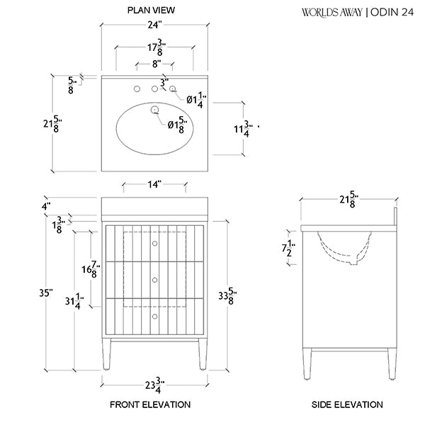 Odin Bath Vanity 24" Cerused Oak