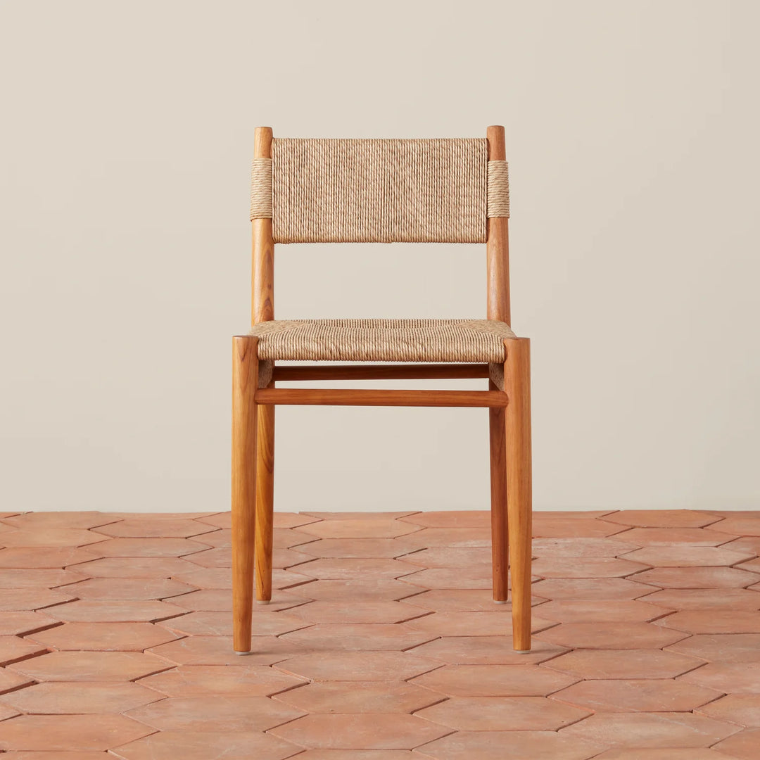 Indoor/Outdoor Teak and Cord Dining Chair